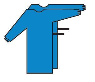 Халат мед./(захистний) комбінований на зав'язках (тип Б) р/S(42-44), д/130cm(см),СМС+ламінований спанбонд 35+45g/m2 (г/м2),стер., одн.вик,ТМ «АХІЛЛ»